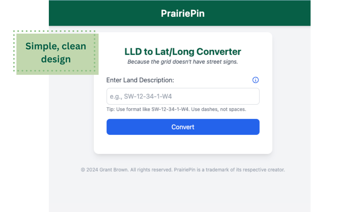 Lite input screen with callouts